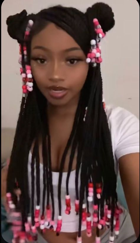 Braids | Braids with Beads | Black Girl Hairstyles Braids Beads, Cute Box Braids, Hairstyles Aesthetic, Big Box Braids Hairstyles, Box Braids Hairstyles For Black Women, Cute Braided Hairstyles, Braids Hairstyles Pictures, Quick Braided Hairstyles, Cute Box Braids Hairstyles