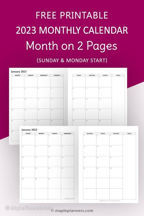 2 Page Calendar Printable Free, 2 Page Monthly Calendar Printable Free, Months Template, Free Printable Monthly Planner, 2023 Monthly Calendar, Calendar Free Printable, Months Calendar, Small Calendar, Free Printable Calendar Templates