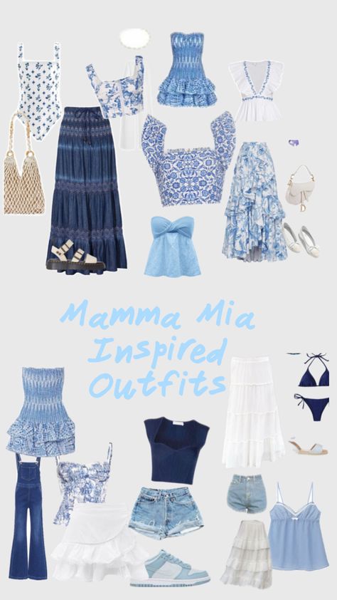 Ma Ma Mia Outfits, Spain Inspired Outfits, Sophie Mama Mia Outfits, Sophie Mamma Mia Outfits, Momma Mia Outfits, Mamma Mia Clothes, Mama Mia Inspired Outfits, Mama Mia Style, Mamma Mia Party Outfit