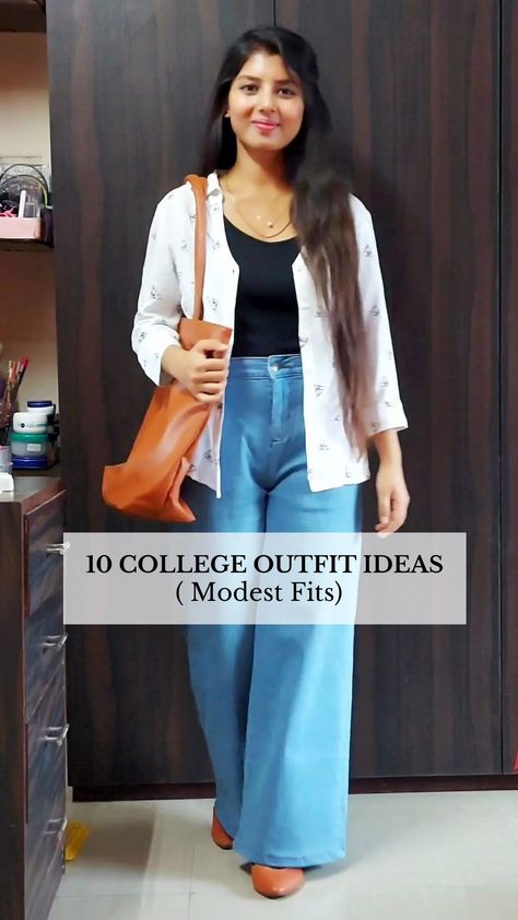 10 College Outfit Ideas ( NO Short Clothes) | College Lookbook Modest College Outfits Indian, Daily College Outfits, Daily College Outfits Indian, College Dress Code, Modest College Outfits, Casual College Outfits Indian, Indian College Outfits, College Outfits Dress, College Outfits Indian