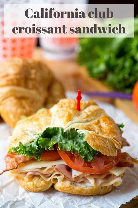 Club Croissant Sandwich, Croissant Sandwich Recipe, Croissant Sandwich, Plats Healthy, Makanan Diet, Sandwiches For Lunch, Easy Lunch Recipes, Läcker Mat, Delicious Sandwiches