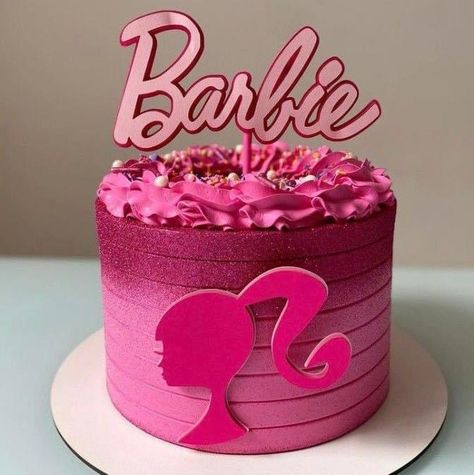 Barbie Pink Cake, Barbie Birthday Cake Ideas, Cake Barbie Birthday, Barbie Theme Cake, Barbie Cake Birthday, Barbie Torte, Latest Birthday Cake, Barbie Doll Birthday Cake, Double Birthday Parties