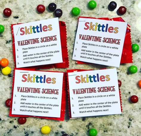 Skittles Valentines, Class Valentines Gifts For Kids, Skittles Science, Class Valentines Gifts, Valentine School, Sour Skittles, Science Valentines, Boys Valentines, Valentine Favors