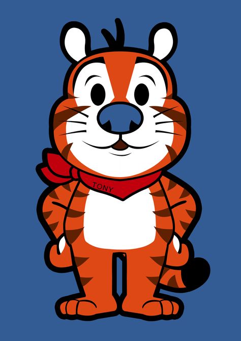 Wear this Tony the Tiger Chibi t-shirt as part of a costume or casual clothing. Cereal Mascots, Tufting Rugs, Tufting Ideas, Tony The Tiger, Graphic Design Images, 80s Cartoons, Painting Rocks, Chibi Characters, Old Cartoons