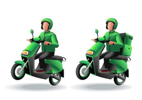 Delivery man are wheeling a motorcycle | Premium Vector #Freepik #vector #motor-delivery #delivery-scooter #delivery-bike #motorcycle-delivery Vector Motor, Delivery Scooter, Delivery Bike, Riding A Motorcycle, Moto Bike, Psd Icon, Riding Motorcycle, Delivery Man, Vector Photo