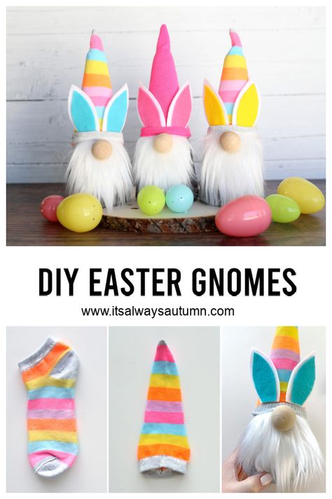 Easter Craft Projects, Easter Gnomes, Diy Easter Gifts, Easter Craft Decorations, Diy Socks, Easter Bunny Crafts, Spring Easter Crafts, Fabric Sewing Patterns, Crafts For Seniors