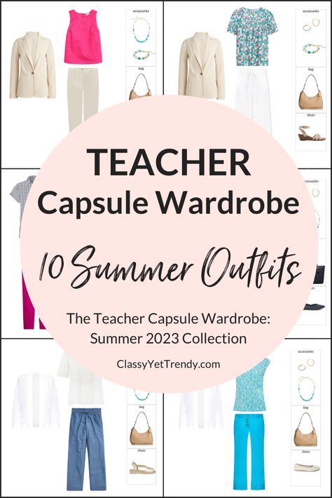 Same Outfit Everyday, Teacher Summer Outfits, Teacher Wardrobe Capsule, Teacher Capsule Wardrobe, Clothes Capsule Wardrobe, Capsule Dressing, Summer Teacher Outfits, Holiday Outfits Summer, Outfits Sommer