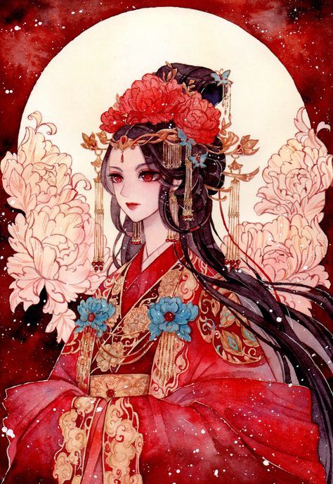 THE EMPRESS | Foundation Japanese Empress Art, Chinese Empress Drawing, Chinese Empress Art, Empress Drawing, Dnd Dress, Anime Empress, Fate Of The Empress, China Empress, Ancient Japan Art