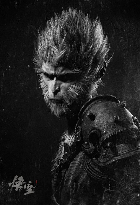 ArtStation - Monkey, 王 琛 Son Wukong, Black Myth Wukong, Monkey Art, Chinese Mythology, Sun Wukong, Pahlawan Super, Journey To The West, A Monkey, Poses References