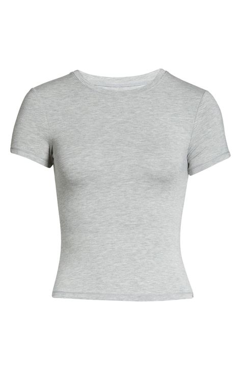 UGG® Miriam Baby Tee in Grey Heather at Nordstrom, Size Small Christmas Wishlist Ideas Clothes, Clothes With White Background, Grey Tshirt Outfits, Grey Baby Tee, Grey Clothes, Wishlist Clothes, Tees Aesthetic, Clothes To Buy, Fitted Tshirt