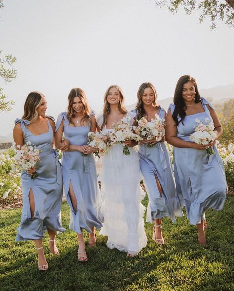 Mismatched Bridesmaid Dresses Blue, Baby Blue Bridesmaid Dresses, Steel Blue Bridesmaid Dresses, Pastel Bridesmaids, Light Blue Bridesmaid Dresses, Light Blue Bridesmaid, Silk Bridesmaid Dresses, Summer Bridesmaids, Pastel Bridesmaid Dresses