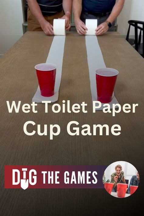 Toilet Paper Derby, Games With Toilet Paper Rolls, Toilet Paper Derby Game, Wine Glass Game With Toilet Paper, Catch The Cup Game, Fill The Cup Water Game, Toilet Paper Roll Games For Adults, Games With Plastic Cups, Toilet Paper Wine Glass Game