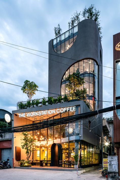 Gallery of The Workstation Coffee / MDA Architecture + CoRi Design - 18 Portfolio D'architecture, Fasad Design, Detail Arsitektur, Eksterior Modern, Office Building Architecture, Restaurant Architecture, Design Exterior, Building Facade, Architecture Exterior