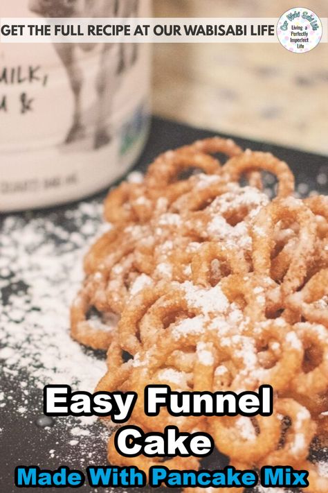 Diy Funnel Cake Pancake Batter, Funnel Cake Batter Recipe, Pancake Batter Funnel Cake, Cake Mix Funnel Cake Recipe, Funnel Cakes With Pancake Mix Easy, Funnel Cake Recipe Easy Pancake, Funnel Cake Recipe With Pancake Mix Easy, Bisquick Funnel Cake Recipe, Funnel Cake Fries Recipe