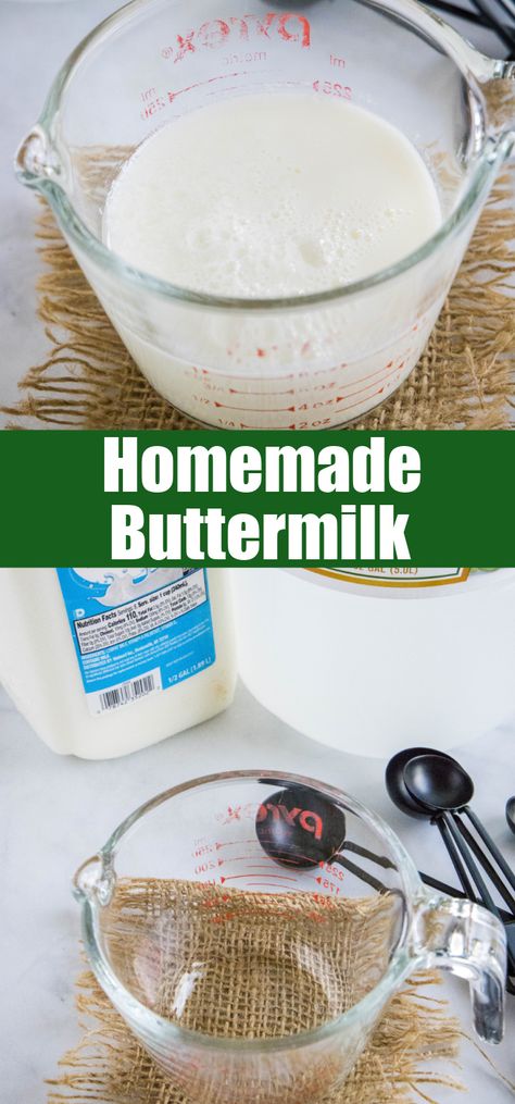 How To Make Buttermilk From 2% Milk, How To Make Your Own Buttermilk, Buttermilk How To Make, Buttermilk Substitute How To Make, Making Buttermilk From Milk, How To Make Buttermilk With Vinegar, How To Make Butter Milk, How To Make Buttermilk From Milk, Buttermilk Diy