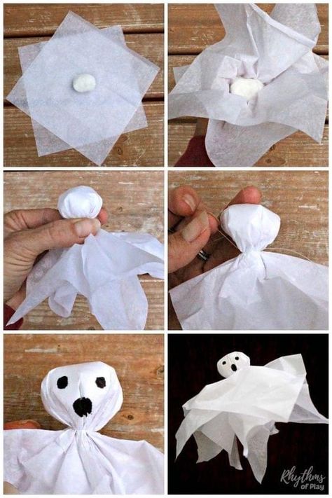 Diy Halloween Ghost Decorations, Strašidelný Halloween, Halloween Ghost Craft, Veselý Halloween, Diy Halloween Ghosts, Dekoratívne Vence, Dekorasi Halloween, Bricolage Halloween, Ghost Crafts