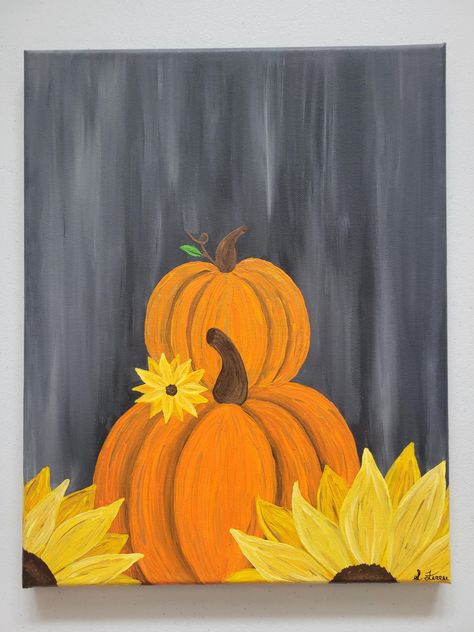 Decorate your home with this captivating hand painted acrylic pumpkins and sunflowers painting. This original painting is the perfect decor for this fall. One of a kind, truly unique, and a great gift for anyone who loves fall decor. DETAILS: This original painting was made with acrylic paint Created on a stretched canvas Measures 11x14 inches SHIPPING: I ship out orders the same or next business day depending on when the order was placed. Side note: while I do ship out orders fast, please note that any USPS delays are unfortunately out of my control. Thank you for shopping! Canvas Painting Ideas For Beginners Fall, Fall Acrylic Canvas Painting Ideas, Eyes Painting Ideas, Fall Canvas Painting Tutorials, Acrylic Painting Pumpkins Fall, Cute Simple Fall Paintings, Pumpkin Painting Easy Canvas, Fall Pumpkin Painting Ideas On Canvas, Harvest Painting Ideas