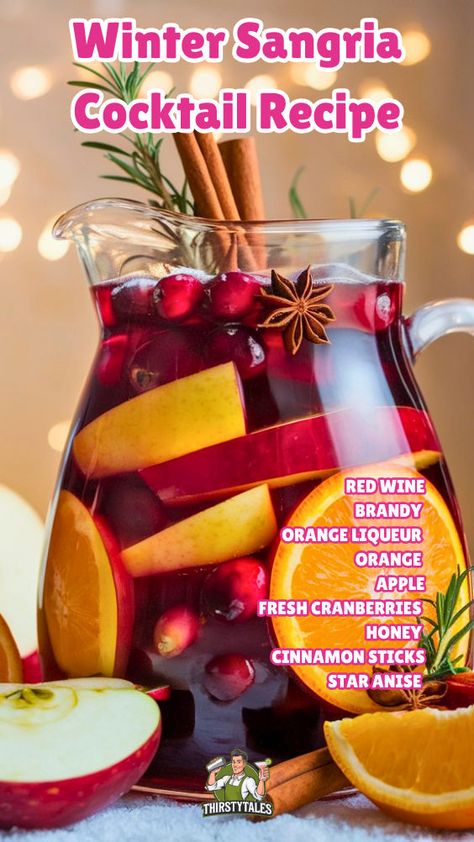 "Warm up your winter gatherings with this delightful Winter Sangria Cocktail Recipe! Perfect for holiday celebrations, this festive drink combines rich flavors of seasonal fruits and spices, making it an ideal choice for Christmas Eve drink ideas and holiday wine cocktails. Elevate your festivities with this easy-to-make sangria recipe, perfect for sipping while you shop or as a centerpiece for your holiday parties. Sangria Recipes Easy, Winter Sangria Recipes, Easy Sangria Recipes, Winter Sangria, How To Make Sangria, Sangria Cocktail, Seasonal Fruits, Sangria Recipe, Winter Treats