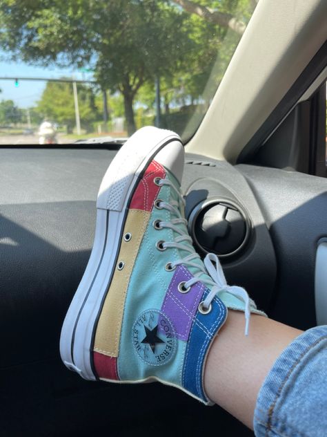 Multi Colored Converse, Colourful Converse, Pastel Converse, Colorful Converse, Cute Converse Shoes, Mode Converse, Converse Aesthetic, Bright Shoes, Cute Converse