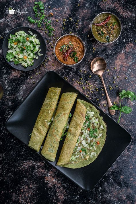 Pesarattu Preparation, Moong Dal Dosa Pesarattu Dosa, Dal Dosa Recipe, Pesarattu Recipe, Moong Dal Dosa, Popular Breakfast Recipes, Telugu Culture, Andhra Recipes, Indian Breads, Recipe Photography