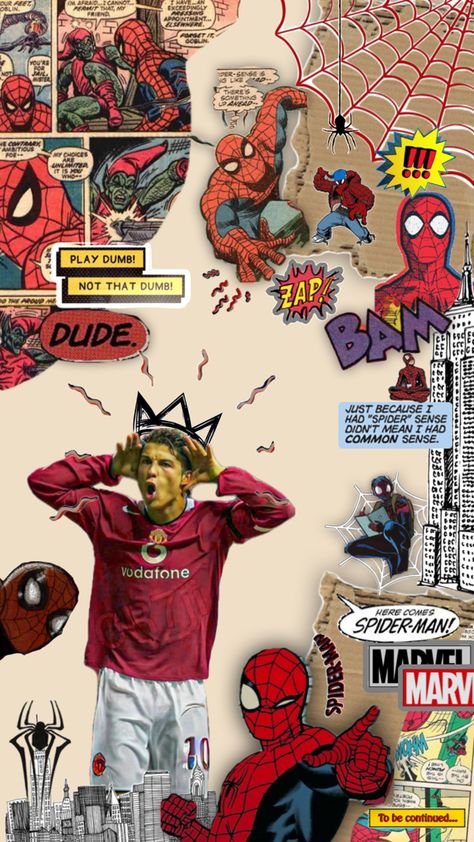 Cristiano Aesthetic, Cool Wallpapers For Guys, Spider Man Aesthetic, Iphone Background Inspiration, Spiderman Room, Spiderman Comic Art, Man Aesthetic, Football Artwork, Cr7 Jr