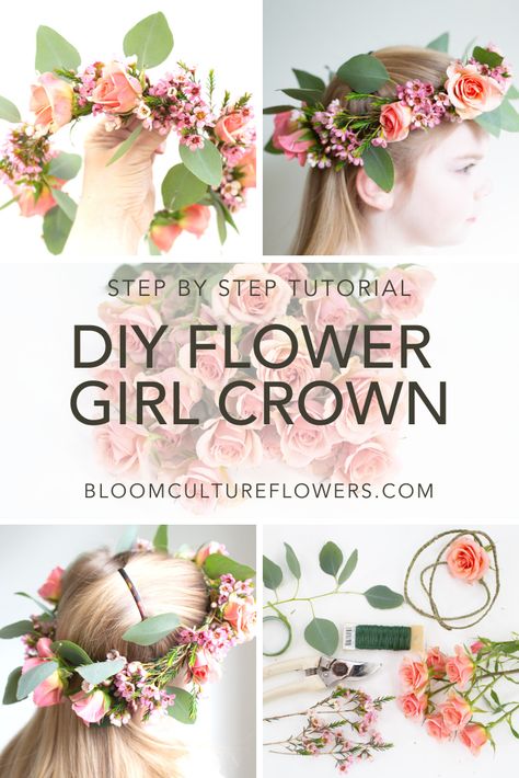 Simple Flower Girl, Simple Flower Crown, Flower Crown Tutorial, Wedding Flower Comb, Princess Tiaras, Crown Tutorial, Diy Tiara, Diy Flower Crown, Flower Tiara