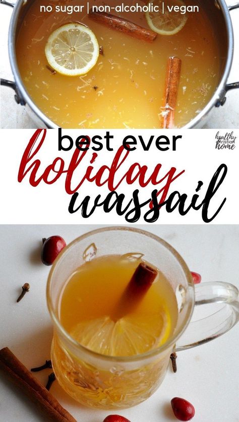 This wassail recipe is the BEST guilt-free holiday treat! Filled with seasonal fruits & mulled spices, this hot wassail is also sugar free & non-alcoholic. #wassail #holiday #sugarfree Wassail Recipe Crockpot, Wassil Recipe, Wassail Recipe, Happiest Season, Mulling Spices, Seasonal Fruits, Fall Fest, Appetizers Recipes, Winter Drinks