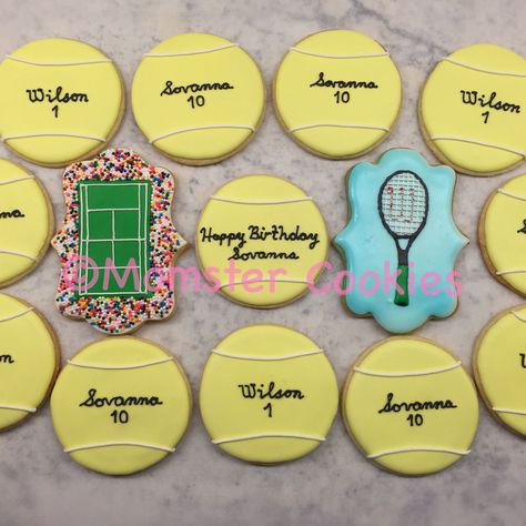 Tennis Cookies Decorated, Tennis Cakes, Tennis Cookies, Sport Cookies, Tennis Cake, Tennis Ideas, Sports Cookies, Sugar Cookies With Royal Icing, Cookies With Royal Icing