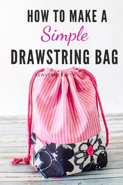 How to Make a Drawstring Pouch - Simple Drawstring Bag, Drawstring Bag Tutorials, Drawstring Bag Pattern, Diy Sy, Pouch Sewing, Basic Sewing, Sew Ins, Tote Bags Sewing, Costura Diy