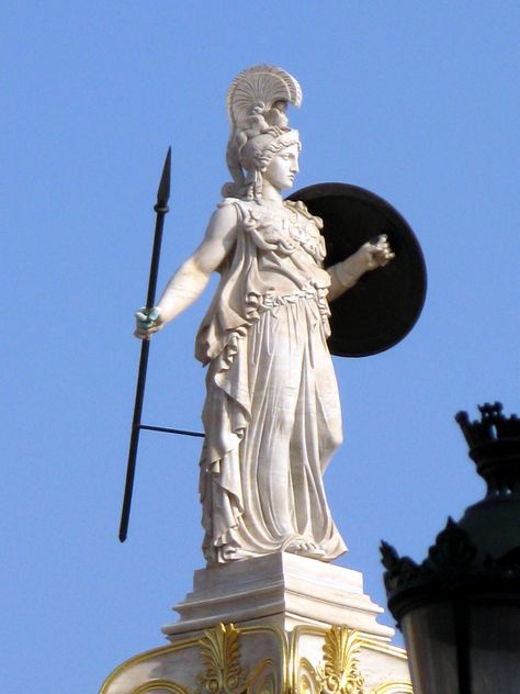 Statue of Athene Athena Statue, Athena Goddess Of Wisdom, Ancient Greek Sculpture, Greek Statues, Roman Gods, Greek Gods And Goddesses, Greek And Roman Mythology, Greek Mythology Art, Athena Goddess