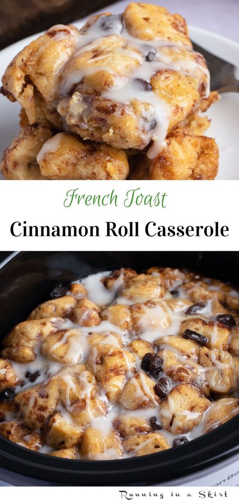 Easy Family Breakfast, Crock Pot Cinnamon Roll Casserole, French Toast Cinnamon, Oven Casserole Recipes, Breakfast Potluck, Crockpot French Toast, Slow Cooker Breakfast Casserole, Cinnamon Roll French Toast, French Toast Casserole Overnight