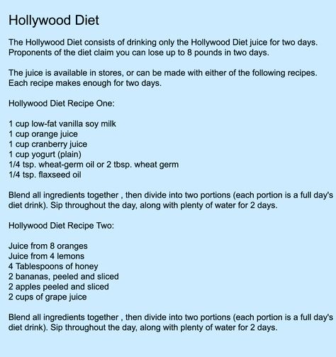 recipe for Hollywood Juice Diet Hollywood Diet, Sugar Free Diet Plan, Tuscan Salmon Recipe, Tuscan Salmon, Dash Diet Recipes, Protein Shake Smoothie, Lemon Detox, Sugar Free Diet, Juice Diet