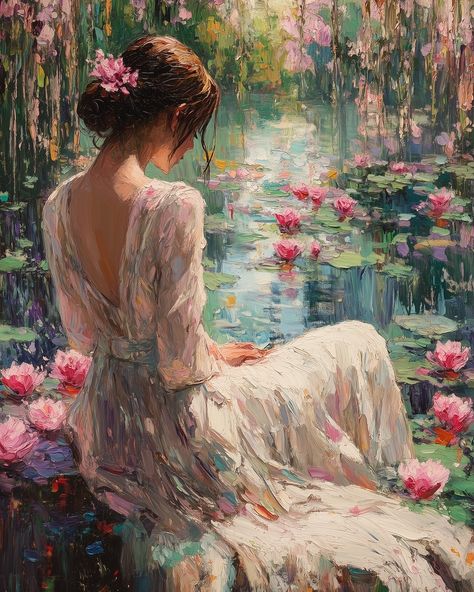 Have a Beautiful Tuesday~ https://surrealismbykia.carrd.co/ #impressionistart #opentowork #opentoworklinkedin #summersale Ronecance Painting, Womans Back Painting, Beautiful Paintings Aesthetic, Rennaisance Paintings Art, Pretty Woman Aesthetic, Aesthetic Art Paintings, Artsy Girl Aesthetic, Feminine Paintings, Painting Reference Photos