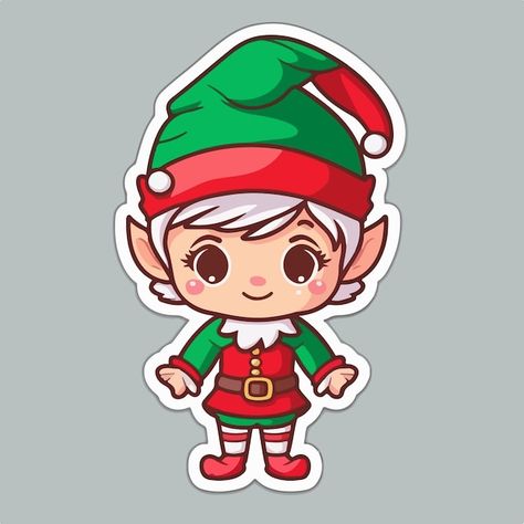 Cute Elf Drawing, Christmas Elf Drawing, Elf Stickers, Elf Illustration, Elf Drawing, Christmas Moodboard, Lovely Drawings, Elf Cartoon, Elf Printables