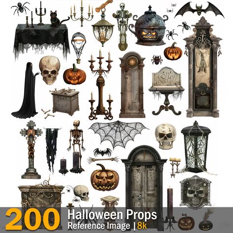 Halloween Props  | Reference Images | 8K,  on ArtStation at https://www.artstation.com/artwork/988AWq Fantasy Door, Props Reference, Wedding Ring Images, Scary Halloween Masks, Witch Accessories, Halloween Traditions, Doll Halloween, Props Art, Witch Doctor