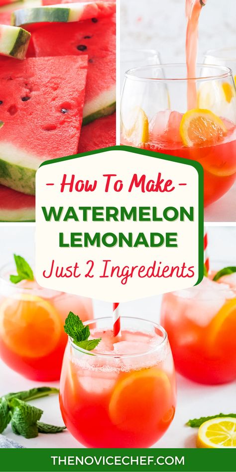 Feel like you’re on vacation, anytime! This gorgeous Watermelon Lemonade is made in just minutes, using your favorite lemonade concentrate and fresh chunks of ripe watermelon. It’s a summery treat you’ll crave year-round! Homemade Watermelon Lemonade, Watermelon Lemonade Concentrate, Summer Refreshing Drinks Non Alcoholic, Uses For Watermelon, Chipotle Watermelon Limeade Copycat, What To Do With Over Ripe Watermelon, Strawberry Watermelon Lemonade, Over Ripe Watermelon Recipes, Watermelon Treats For Party