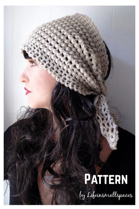 Little Flowers Head Scarf Crochet Pattern Crochet Scoodie, Bandeau Au Crochet, Hats Crochet, Cloche Hats, Crochet Bandana, Crocheted Hats, Crochet Headband Pattern, Bonnet Crochet, Crochet Hair Accessories