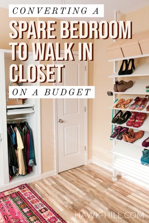 Bedroom To Walk In Closet, Budget Dressing Room, Spare Bedroom Dressing Room Ideas, Room Into Walk In Closet, Turning A Bedroom Into A Closet, Bedroom Into Dressing Room, Spare Room Walk In Closet, Bedroom Into Closet, Bedroom Turned Closet