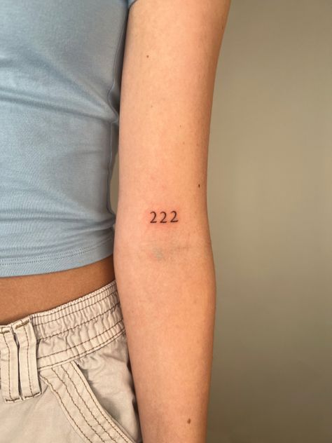 #tattoo #fineline #angelnumbers Fine Line 222 Tattoo, 222 Tattoo, Fineline Tattoo, Tattoo Arm, Fine Line, Arm Tattoo, Tatting, Tattoo Ideas, Tattoos