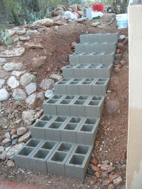 Steep Slope Stairs Hillside Landscaping, Steel Edging Steps, Steps On Steep Slope, Steep Hillside Steps, Diy Walkway On Slope, Downhill Walkway Outdoor Steps, Cement Steps Backyard, Patio Stone Steps, Breezeway Landscaping