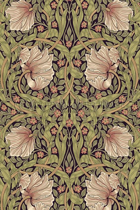 Spicher and Co. Morris and Co - Pimpernel - Aubergine Pimpernel Wallpaper, William Morris Pimpernel, Farmhouse Wallpaper, Vintage Vinyl Flooring, William Morris Wallpaper, William Morris Patterns, Morris Wallpapers, Medieval Tapestry, William Morris Art