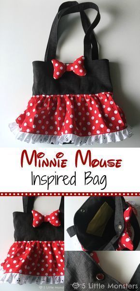 5 Little Monsters: Minnie Mouse Inspired Bag Minnie Mouse Gifts, Minnie Mouse Purse, Minnie Mouse Bag, Crochet Skirt Pattern, Quilled Creations, Minnie Mouse Girl, Sewing Projects For Kids, Girls Purse, Creation Couture