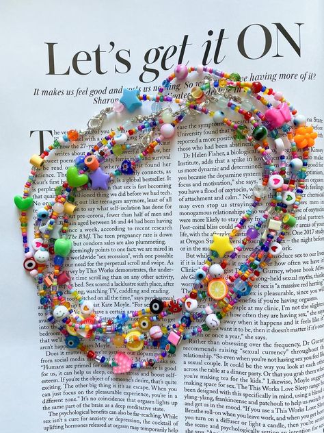 Pulseras Kandi, Kalung Manik-manik, Indie Jewelry, Long Statement Necklace, Pola Gelang, Beaded Necklace Diy, Dope Jewelry, Beaded Accessories, Diy Schmuck