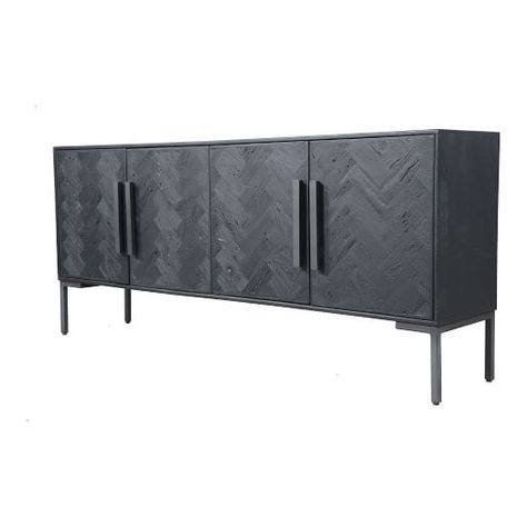 Buffet Tables & Sideboards | West Elm Modern Buffet Table, Reclaimed Wood Door, Sideboard Styles, Herringbone Wood, Modern Buffet, Dining Ware, Wood Buffet, Solid Wood Sideboard, Black Sideboard