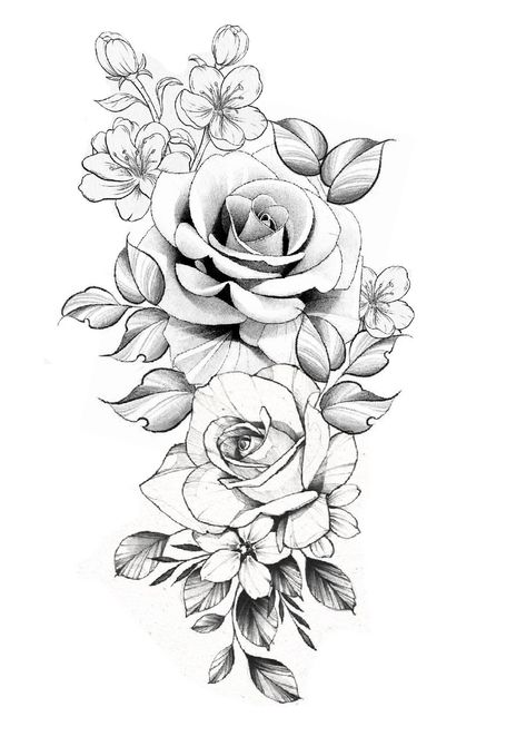 Rose Floral Tattoo Design, Upper Shoulder Tattoo, Rose Tattoo On Hip, Rose Tattoo Stencil, Rose Tattoo On Arm, Rose Flower Tattoos, Rose Drawing Tattoo, Rose Tattoo Sleeve, Flower Tattoo Drawings