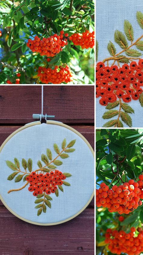 Berries Embroidery, Zipper Art, Embroidered Hoop, Zipper Jewelry, Botanical Wall Decor, Hoop Art, Red Berries, Nature Lovers, Tree Skirts