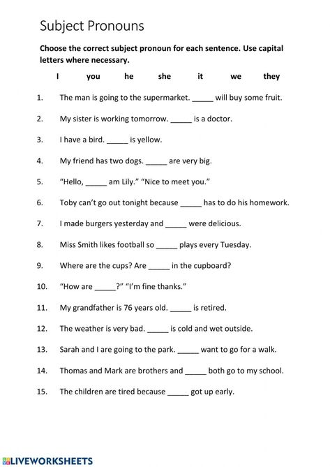 Worksheet Of Pronoun Class 5, Pronoun Worksheets 4th Grade, Worksheet On Pronoun For Class 3, Subjective Pronouns Worksheet, Noun And Pronoun Worksheets, Subject Pronoun Worksheet, Subject Pronouns Worksheet Grade 1, Pronouns Worksheet For Grade 3, Pronoun Worksheets For Grade 1