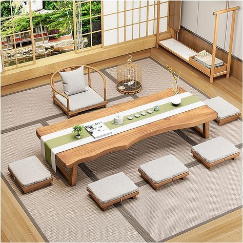 Japanese Floor Table, Japanese Floor Seating, Japanese Home Interior, Japanese Tea Room, Japanese Dining Table, Small Tea Table, Low Dining Table, Coffee Table Small, Japanese Table