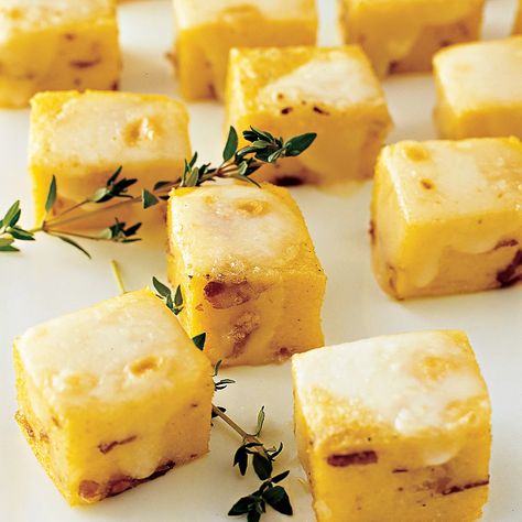 Polenta Appetizer, Polenta Squares, Homemade French Onion Dip, Taleggio Cheese, Prosciutto Recipes, Polenta Recipes, Make Ahead Appetizers, Hot Appetizers, Dinner Side