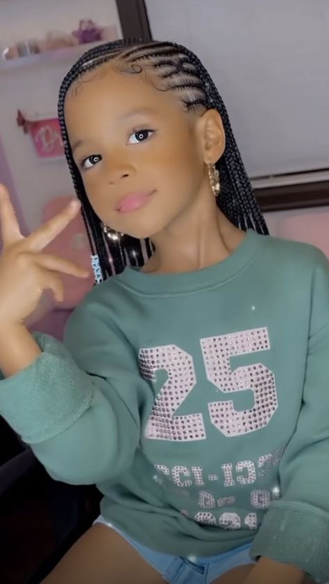 Hair Style For Black Kids Girl, Valentines Braids For Kids, Braids On Toddler Girl, Fulani Braids Hairstyles Kids, Braids On Little Black Girls, Cornrow Kids Hairstyles, Fulani Braids Kids Hairstyles, Braids For 9 Yrs Old, Lil Girl Hairstyles Braids Natural Hair